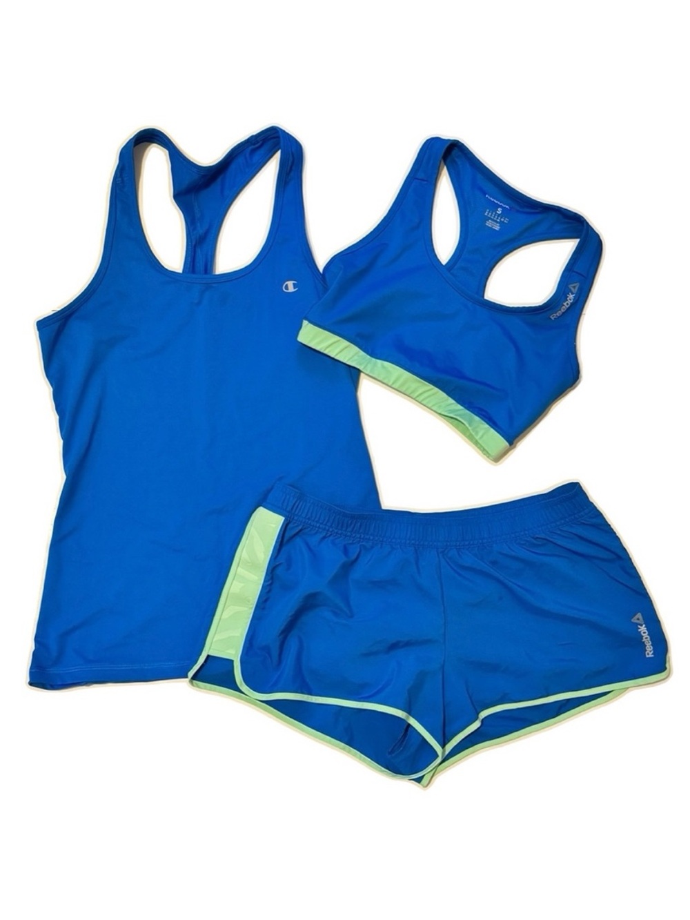Champion Reebok Matching Exercise Set Tank Top Sports Bra Running Shorts Sm-Md